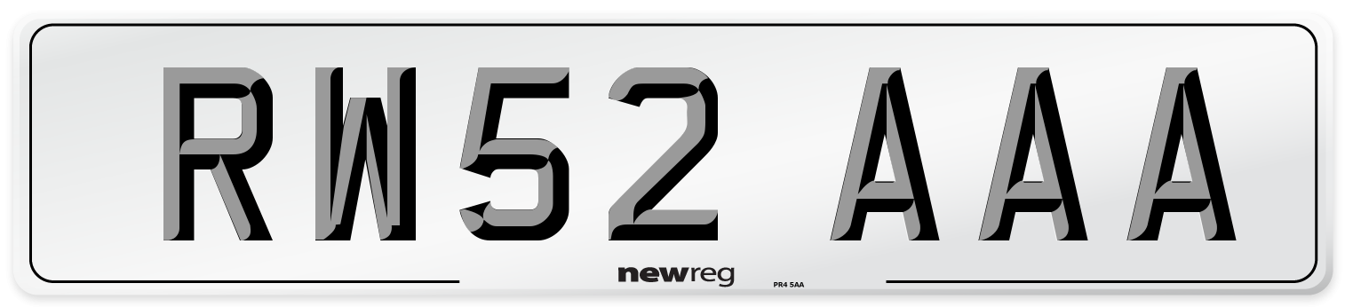RW52 AAA Number Plate from New Reg